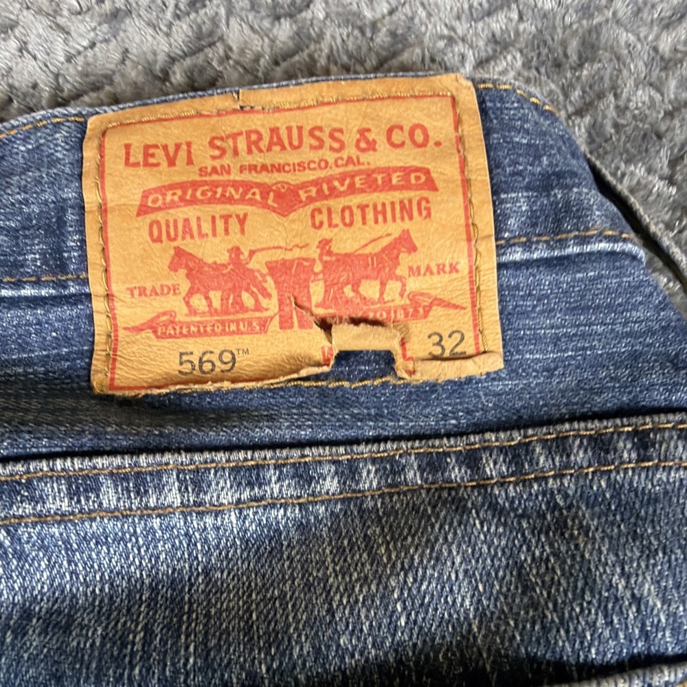 Levis 569 Jeans Mens 34x32 Blue Medium Wash Relaxed Fit Straight Leg Denim - Picture 12 of 12